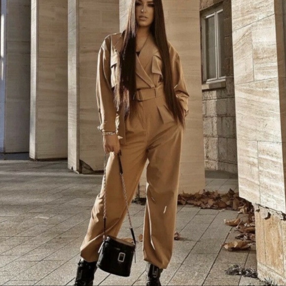 Zara Long Jumpsuit with Pockets - Picture 2 of 16